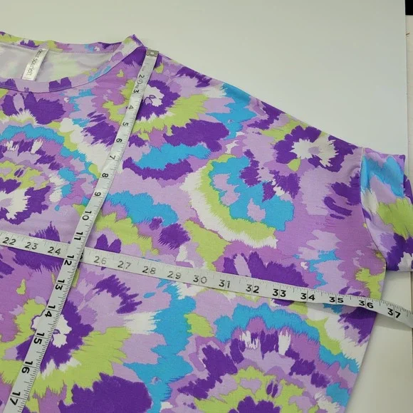 Dear‎ Scarlett Womens Top Purple Blue Green Abstract Short Dolman Sleeve Size M - Picture 7 of 9